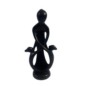 Mother & Children Dancing Figurine Abstract Contemporary Art Black Statue 9” T